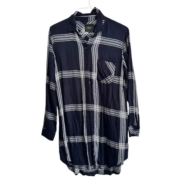 Rails Dresses & Skirts - Rails Blue Plaid Pocket Flannel Shirt Dress Size Medium